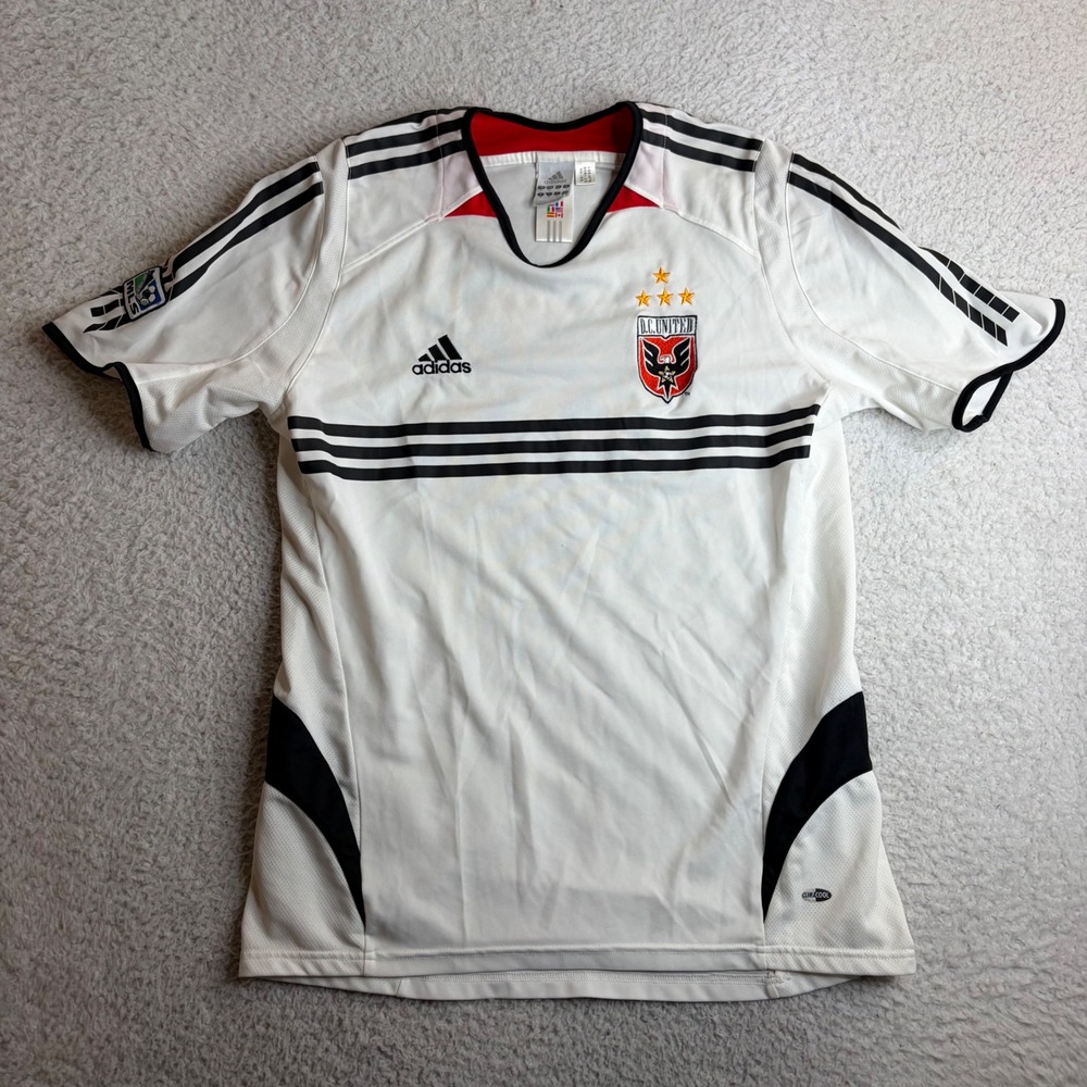 Vintage Adidas DC United MLS Soccer Jersey White 2005 ClimaCool Mens Medium